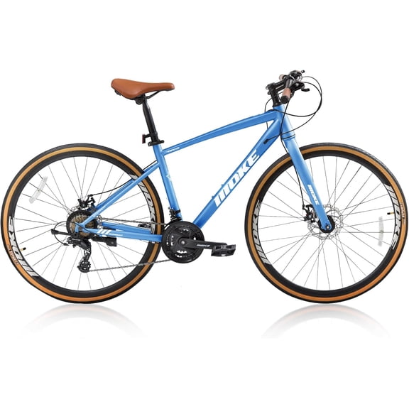 Mens Road Bike, Pipleo 700C 24-Speed Hybrid Bike for Adults, Features Dual Disc Brakes, Trigger Shifting, Internal Wiring & Lightweight Frame for City Commuting