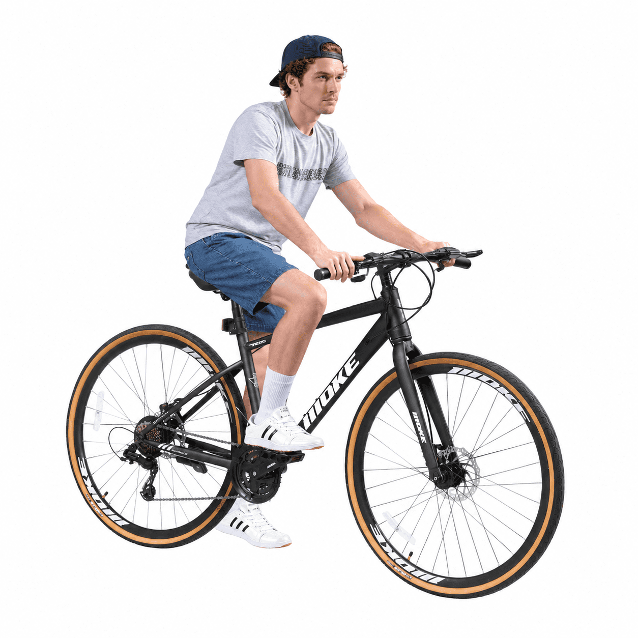 Men's 700C 24-Speed Hybrid Road Bike, Dual Disc Brakes, City