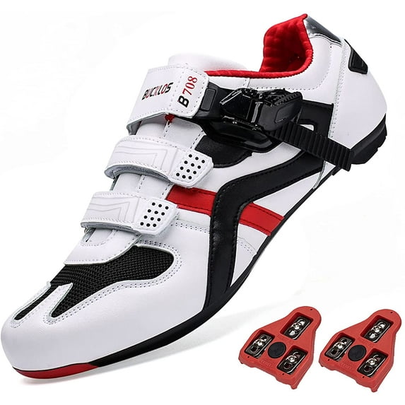 Mens Road Cycling Shoes - Road Biking Shoes with Cleats , Fit for Peloton Bike Shoes , Mesh Cycling Shoes Compatible with Look Delta SPD/SPD-SL Fit for Road Racing