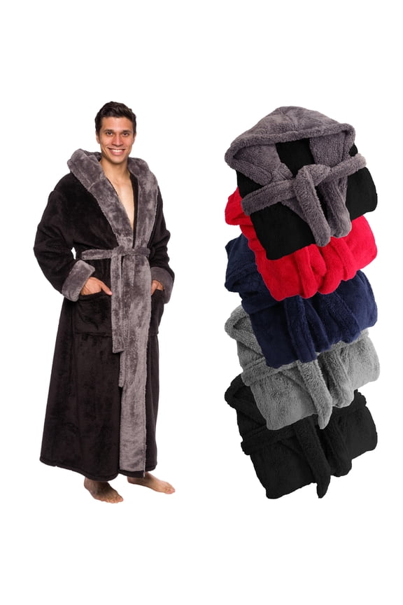Mens Hooded Bath Robe - Full Length