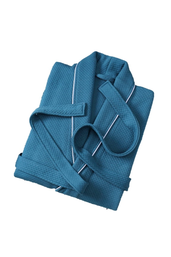 Mens Robe Hooded Shawl Collar Ankle Length Long Luxurious Housecoat Waffle Rib Knitted Comfy Bathrobe Home Nightgown