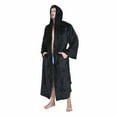 thumbnail image 1 of Mens Robe Lightweight Summer Cotton Short Kimono Bathrobe Spa Waffle Bath Rob Knee Length Sleepwear Soft Robes with Pockets for Men Black L, 1 of 1
