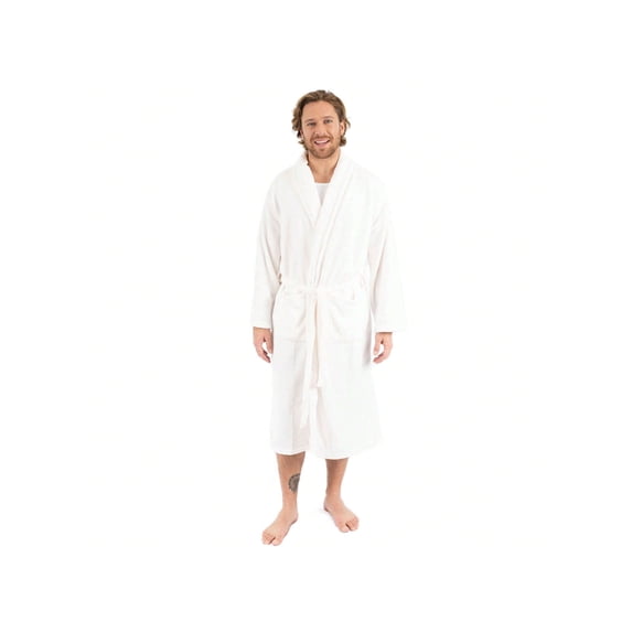 Mens Robe Soft Micro Fleece Plush Shawl Collar Bathrobe Robe (Size Small-XXLarge)