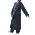 thumbnail image 1 of Mens Robe Thick Fleece Velvet Solid Color V Neck Bathrobe Mens Pjs Sets,Dark Gray,L, 1 of 3