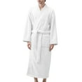 thumbnail image 1 of Mens Robe Thick Fleece Velvet Solid Color V Neck Bathrobe Mens Pjs Sets,White,XL, 1 of 3