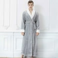 thumbnail image 1 of Mens Robes Plush Flannel Ankle Length Bathrobes with Pockets and Belt Couples Long Sleeve Lapel Solid Thermal Warm Fleece Loungewear Robe, 1 of 4