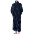 thumbnail image 1 of Mens Robes Plush Fleece with Pockets Long Sleeve Zip-Up Collared Bathrobes Casual Solid Color Thermal Warm Flannel Ankle Length Loungewear Bath Robe, 1 of 2