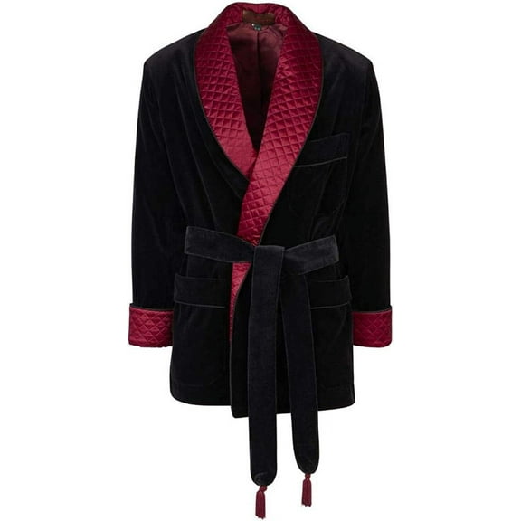 Mens Robes Quilted Smoking Jackets Black Velvet Robes Smoking Jacket Christmas Party Wear Smoking Coat Blazers