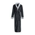 thumbnail image 1 of Mens Robes V Neck Coral Velvet Long Sleeved Solid Color Men Sleepwear,Black,L, 1 of 4