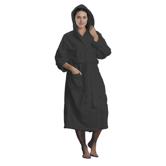 Mens Robes bathrobes, One Size, Black Hooded Robe