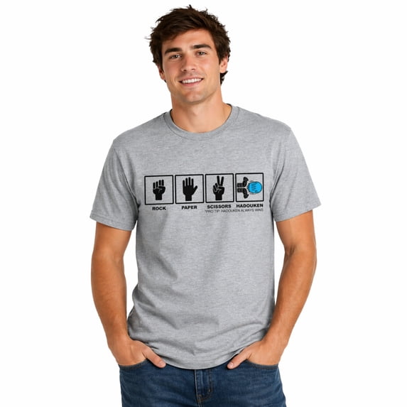 Mens Rock Paper Scissors Hadouken T shirt Funny Video Gamer Nerdy Graphic Tee Graphic Tees