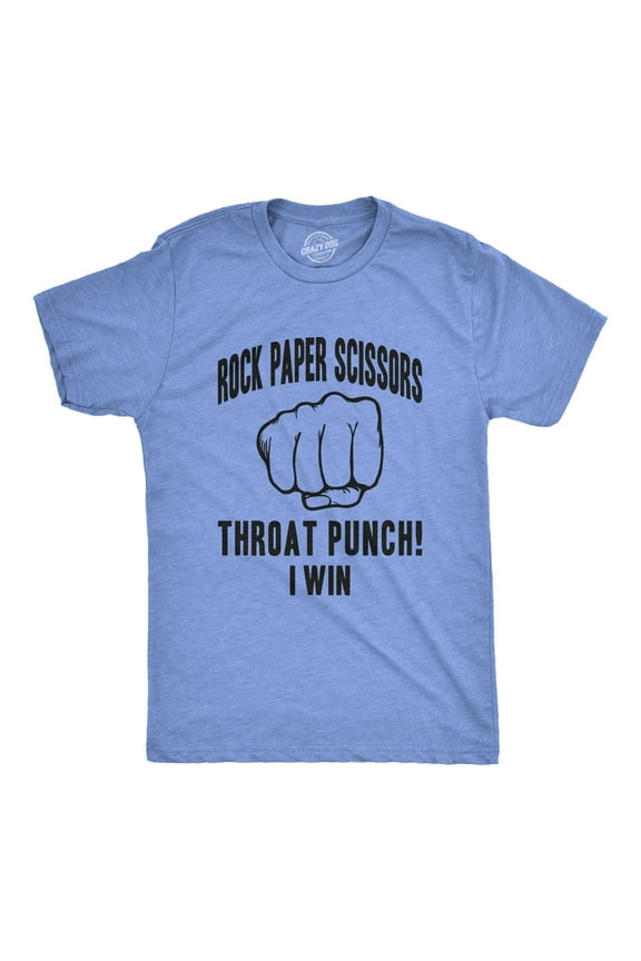 Mens Rock Paper Scissors Throat Punch T shirt Funny Sarcastic Hilarious Novelty Graphic Tees