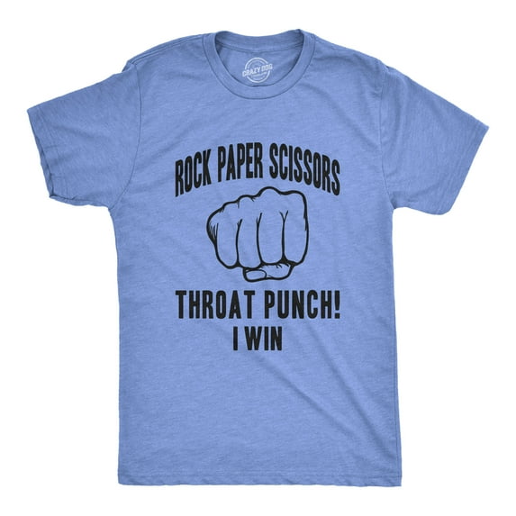 Mens Rock Paper Scissors Throat Punch T shirt Funny Sarcastic Hilarious Novelty Graphic Tees