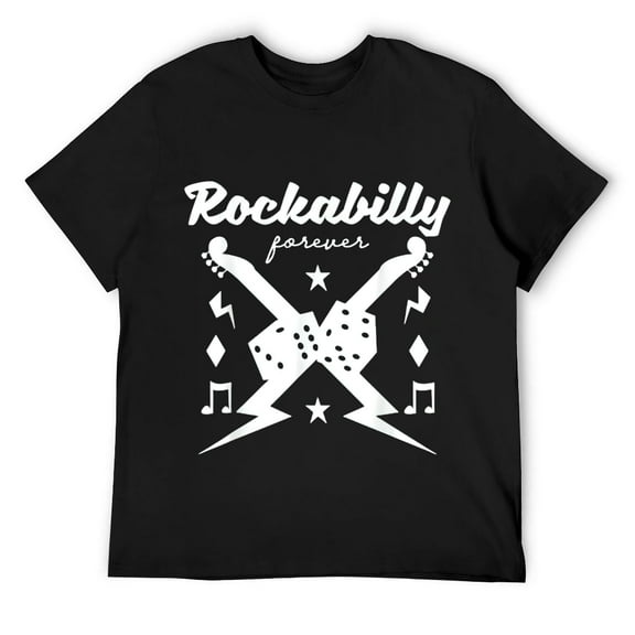 Mens Rockabilly 1950s 50s Costume T-Shirt Black