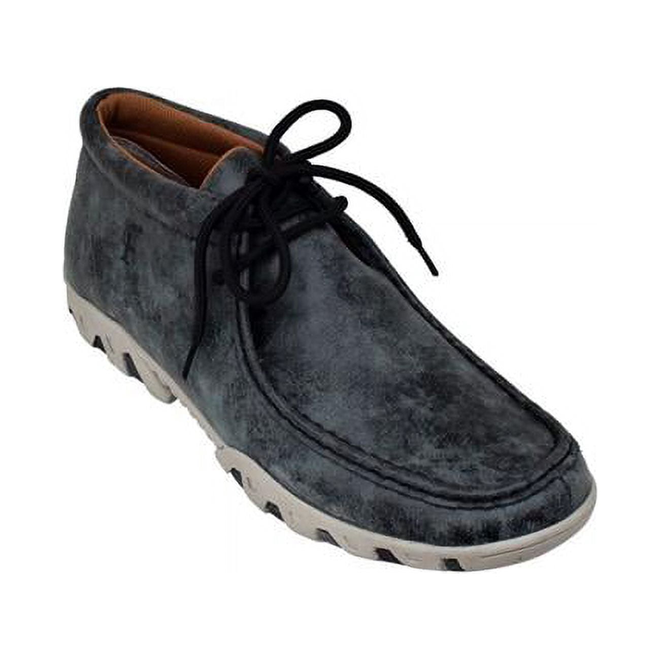 Ferrini Rogue Mens Rogue Driving Shoes Black Distressed Leather Moc Toe 11 D New Roughneck Moc Toe (2949/Black Oil Slick) – The Stockist Shop main image 3