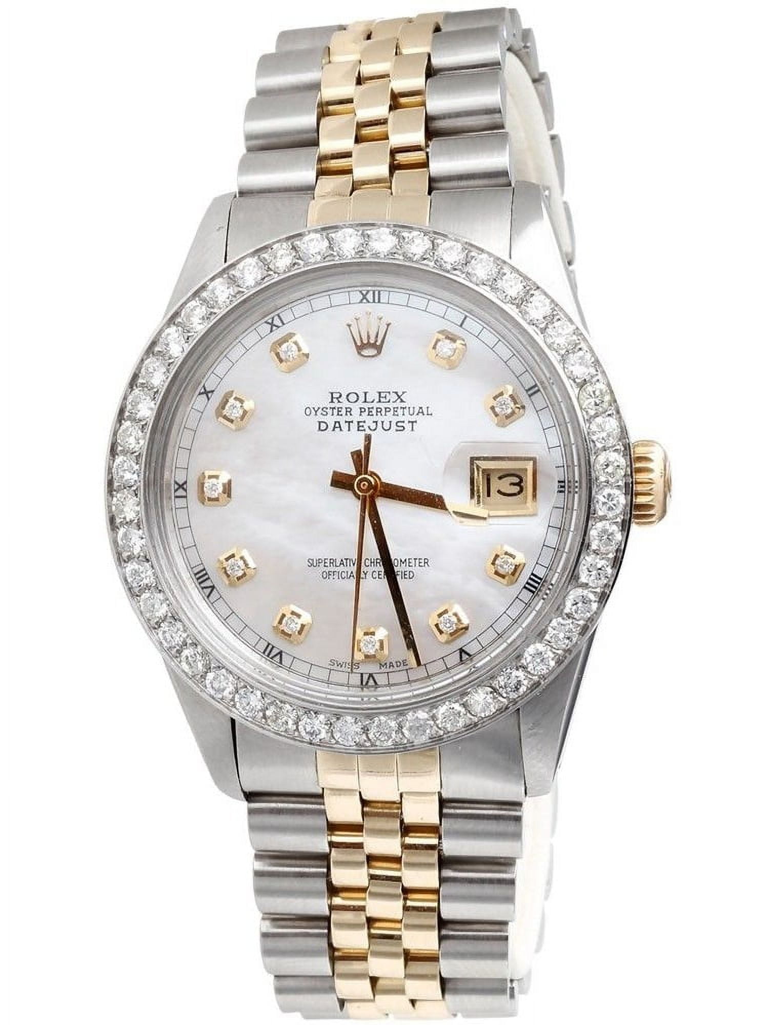 Men s Rolex DateJust 36mm Diamond Watch 18k Steel Two Tone Jubilee Band 2 CT