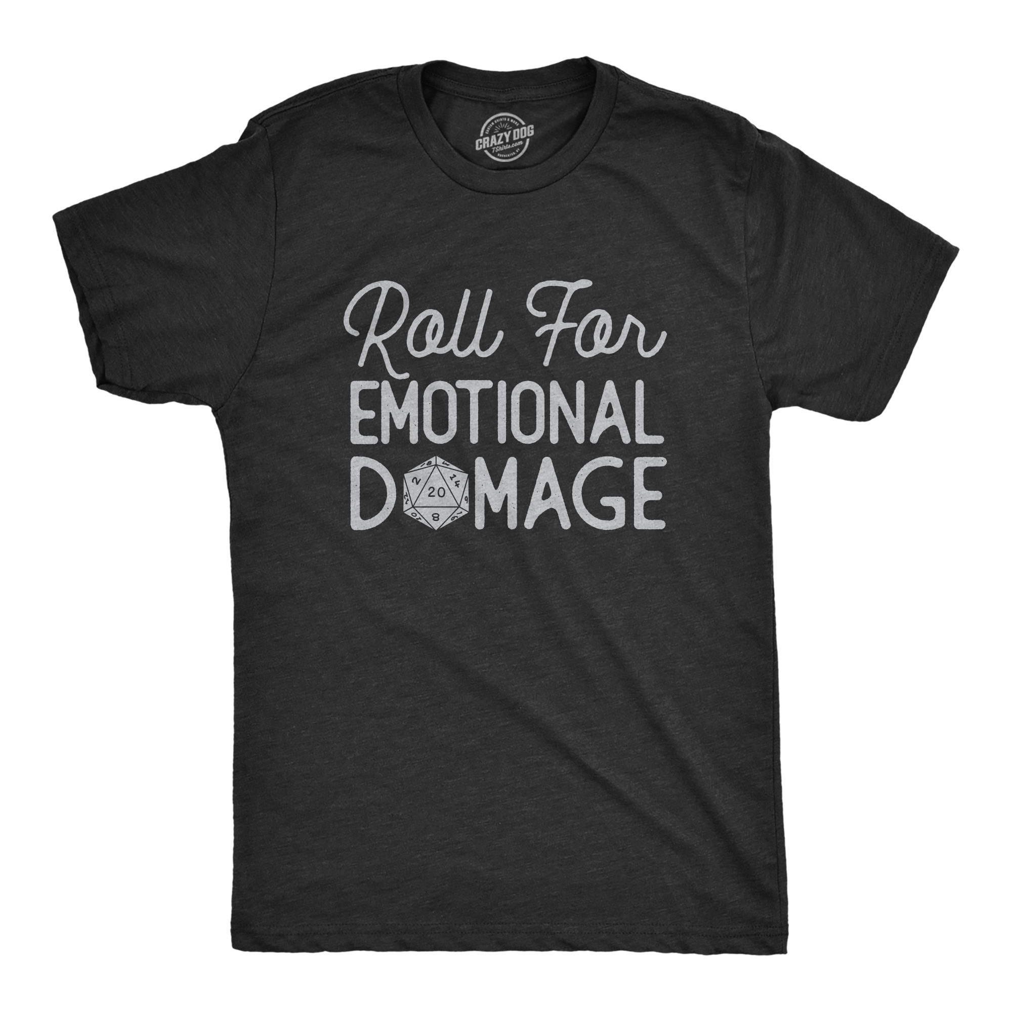 Mens Roll For Emotional Damage T Shirt Funny Tabletop Gaming Dice Joke
