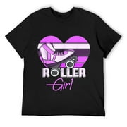 Mens Roller Girl Heart Inline Speed Skating Rollerblade Roller T-Shirt Black