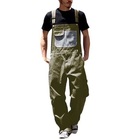 Mens Romper Men's Relaxed Fit Workwear Denim Bib Overalls with Adjustable Straps Convenient Tool Pockets Mens Jumpsuit AG L