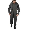 thumbnail image 1 of Mens Rompers for Adults Men's Autumn Winter Warm Splicing Casual Hooded Zipper Solid Pocketed Jumpsuits Mens Jumpsuit Dark Gray XXXL, 1 of 6