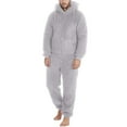 thumbnail image 1 of Mens Rompers for Adults Men's Winter Thick Warm Long Sleeve Casual Solid Zipper Loose Hooded Jumpsuits Pajamas Adult Onesies for Men Grey XL, 1 of 7