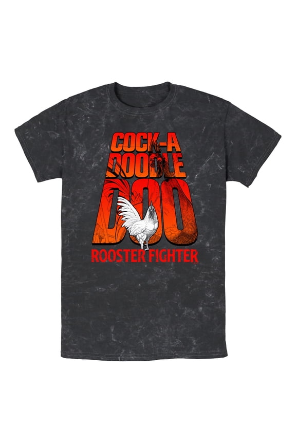 Mens Rooster Fighter Big Text Bird T Shirt