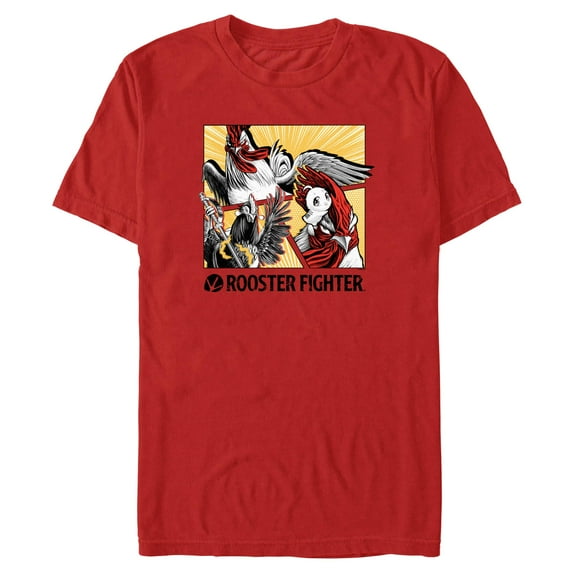 Mens Rooster Fighter Bird Fight Panels T Shirt