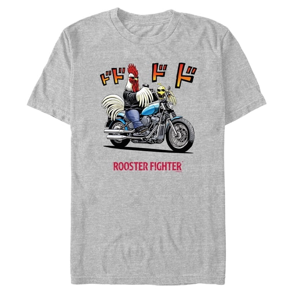 Mens Rooster Fighter Cool Motorcycle Duo T Shirt