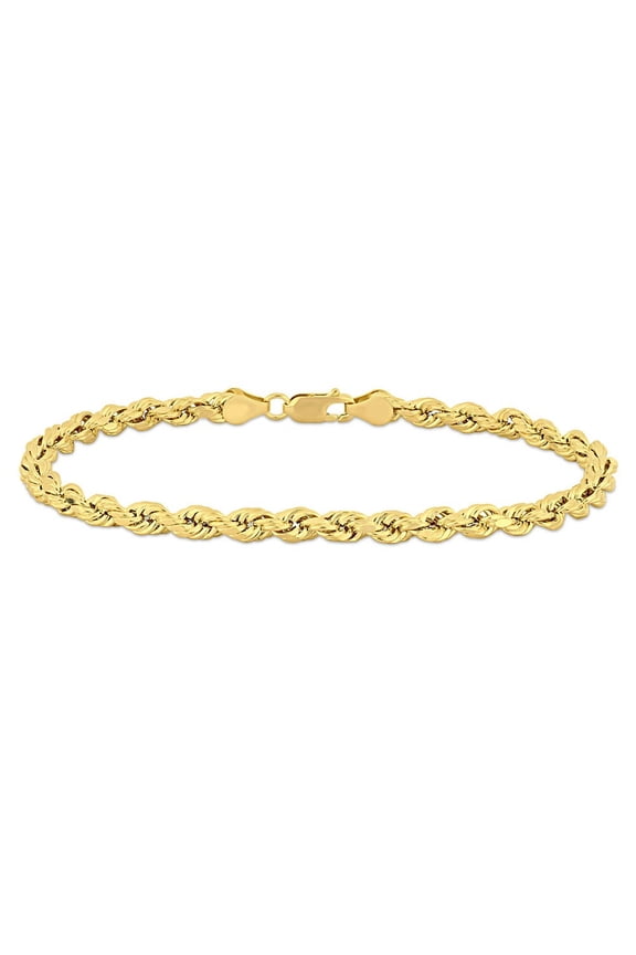 Gem & Harmony Mens Rope Chain Bracelet in 14K Yellow Gold (9.0 inches) for Men