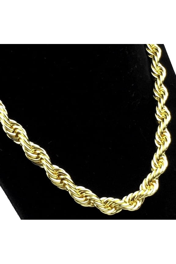 Mens Rope Chain Hip Hop Necklace Twisted Gold Finish 24" Inch x 10MM Wide