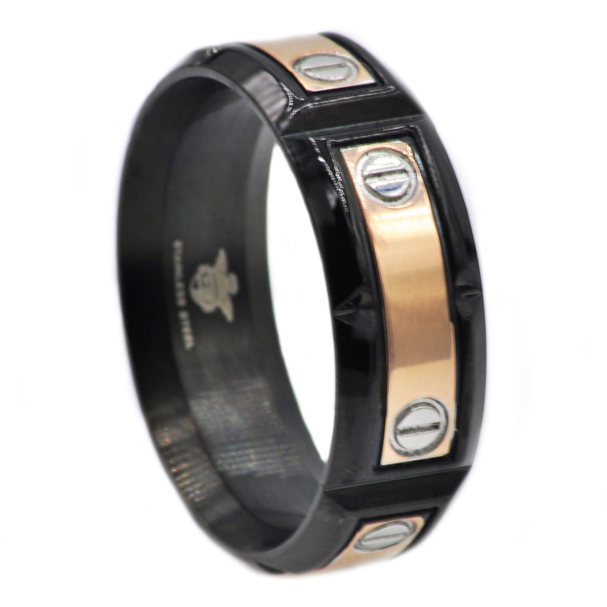 Mens Rose And Black Plated Stainless Steel Band