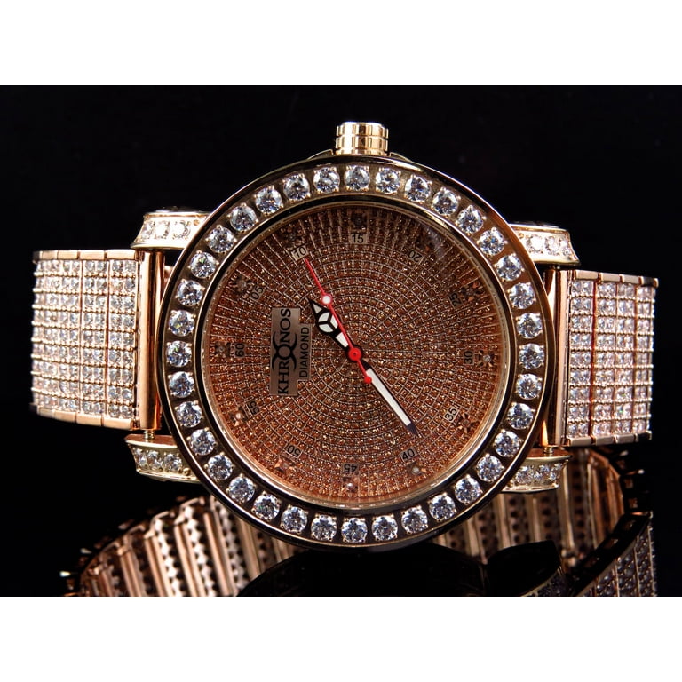 Mens Rose Gold Over Steel Joe Rodeo Custom Bezel And Band Diaomond Watch