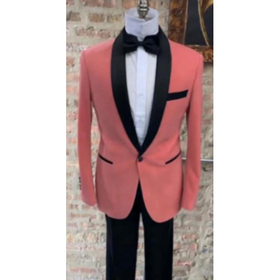 Mens "Rose Gold - Pink" Velvet Tuxedo Suit - Blazer - Velvet Sport Coat + Black Pants