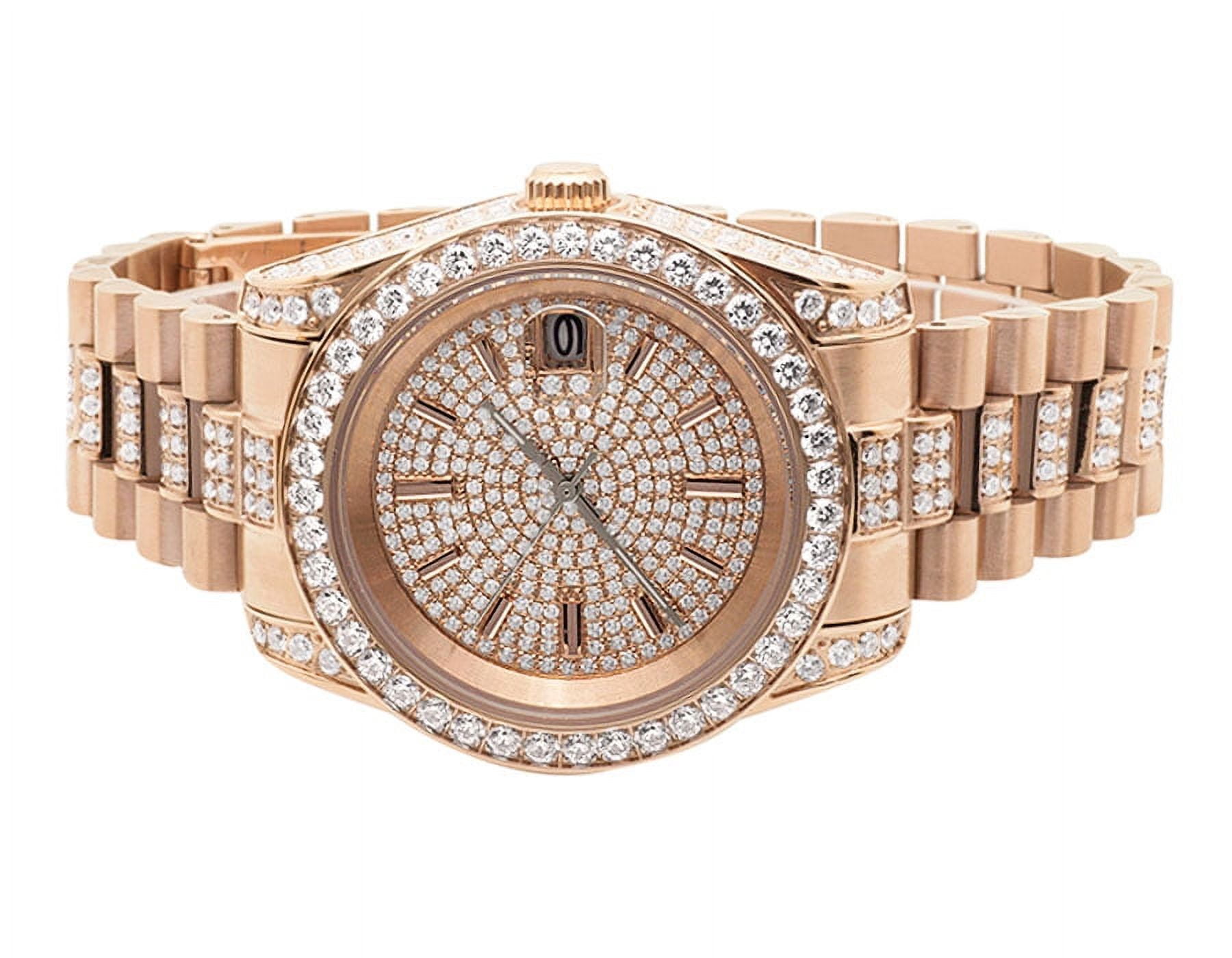 Rose gold diamond watch mens deals
