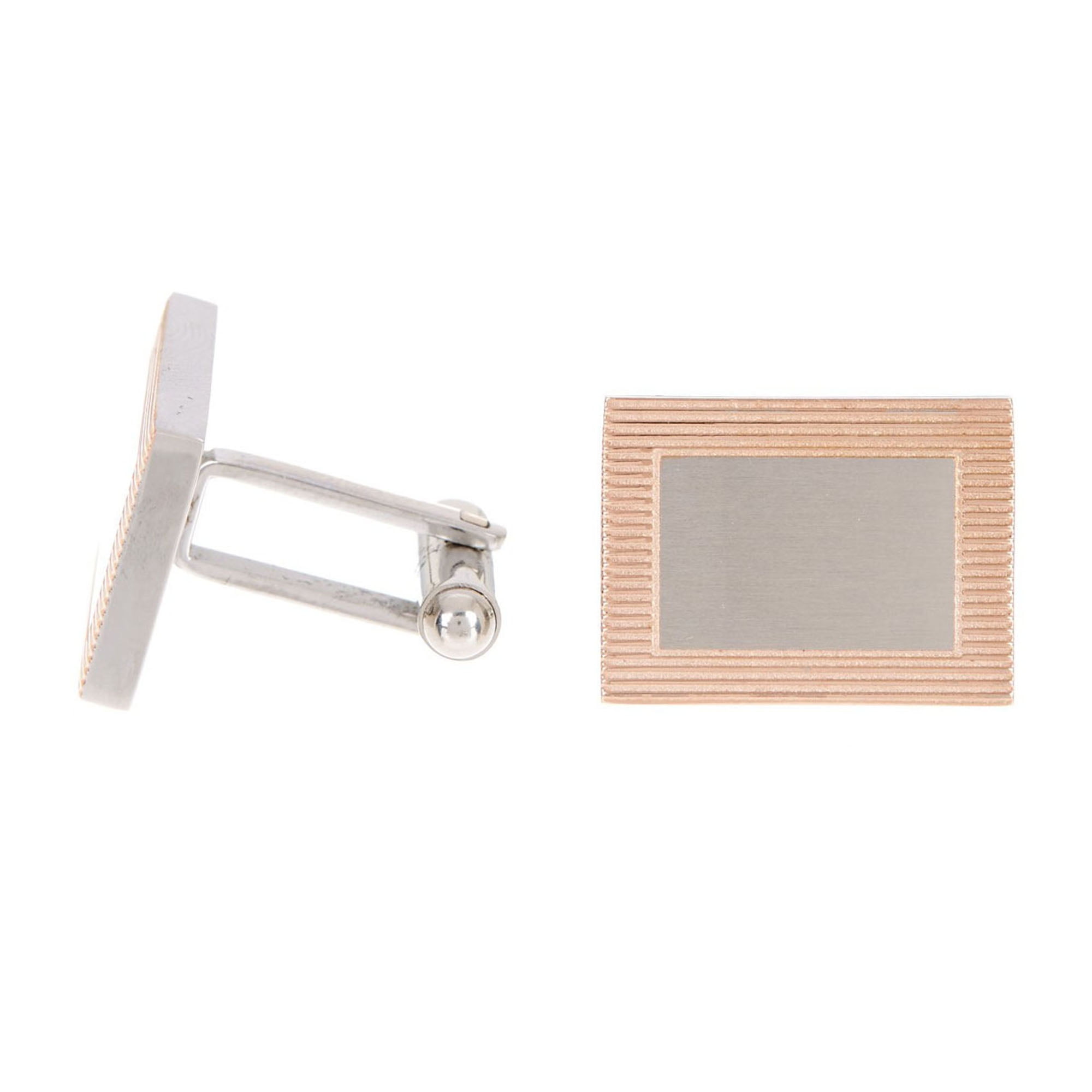 Mens Rose Plated Stainless Steel Cuff Links