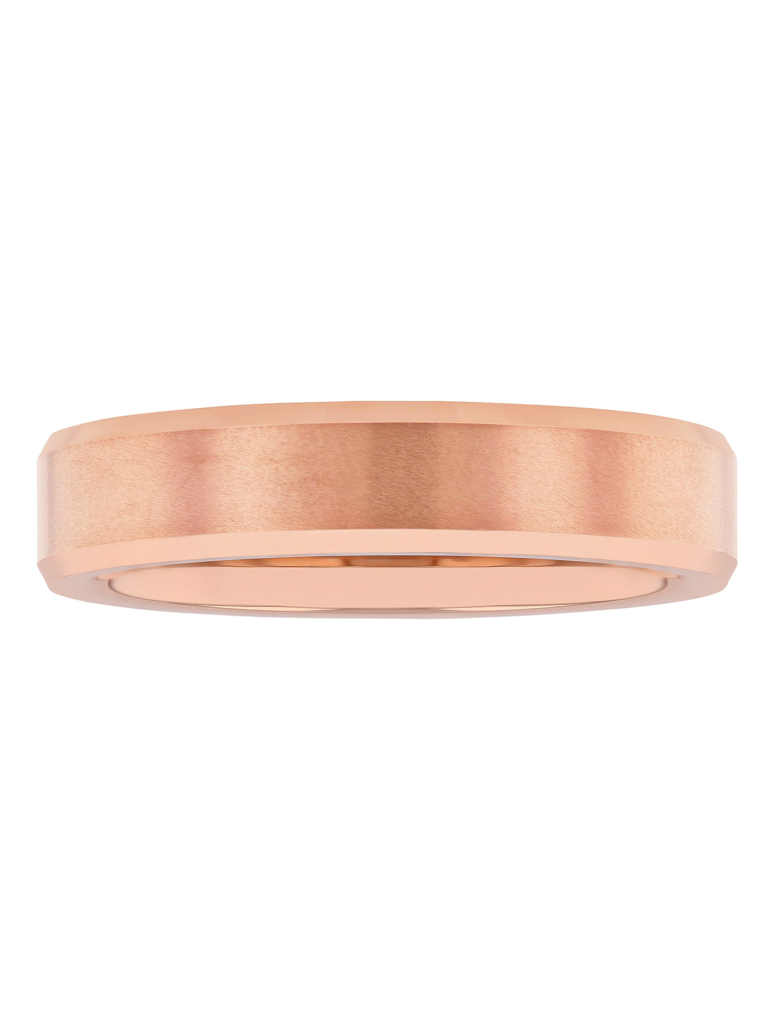 Mens Rose-Tone Tungsten 5MM Plain Beveled Comfort Fit Wedding Band - Mens Ring