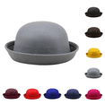 thumbnail image 1 of Mens Round Bowler Hat Rolled Short Brim Dome Cap Classic Trendy Winter Daily Performance Headwear Gray, 1 of 8