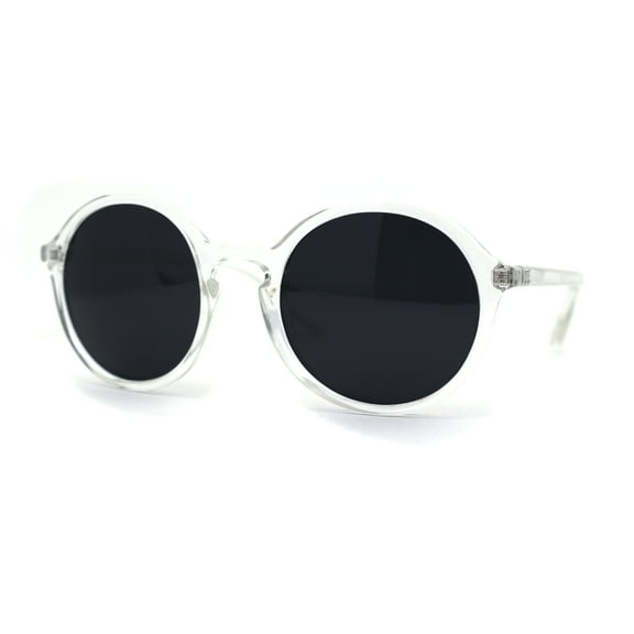 Mens Round Keyhole Hipster Dad Shade Plastic Sunglasses Clear Black