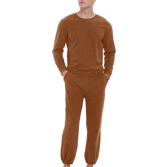 Mens Round Neck Pure Cotton Thermal Underwear Set Thin Autumn Clothes And Pants Bottoming Shirt