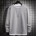 thumbnail image 1 of Mens Round Neck T-Shirt Street Long Sleeve Sports Athletic Pullover Blouse Tops, 1 of 11