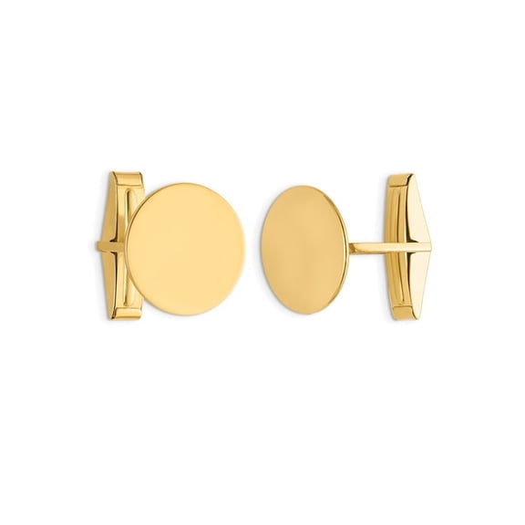 Gem & Harmony Mens Round Polished Cuff Links in 14K Yellow Gold for Men