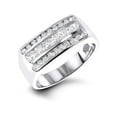 thumbnail image 1 of Mens Round & Princess Cut Diamonds Ring 14K Unique Wedding Band (White Gold Size 8), 1 of 1