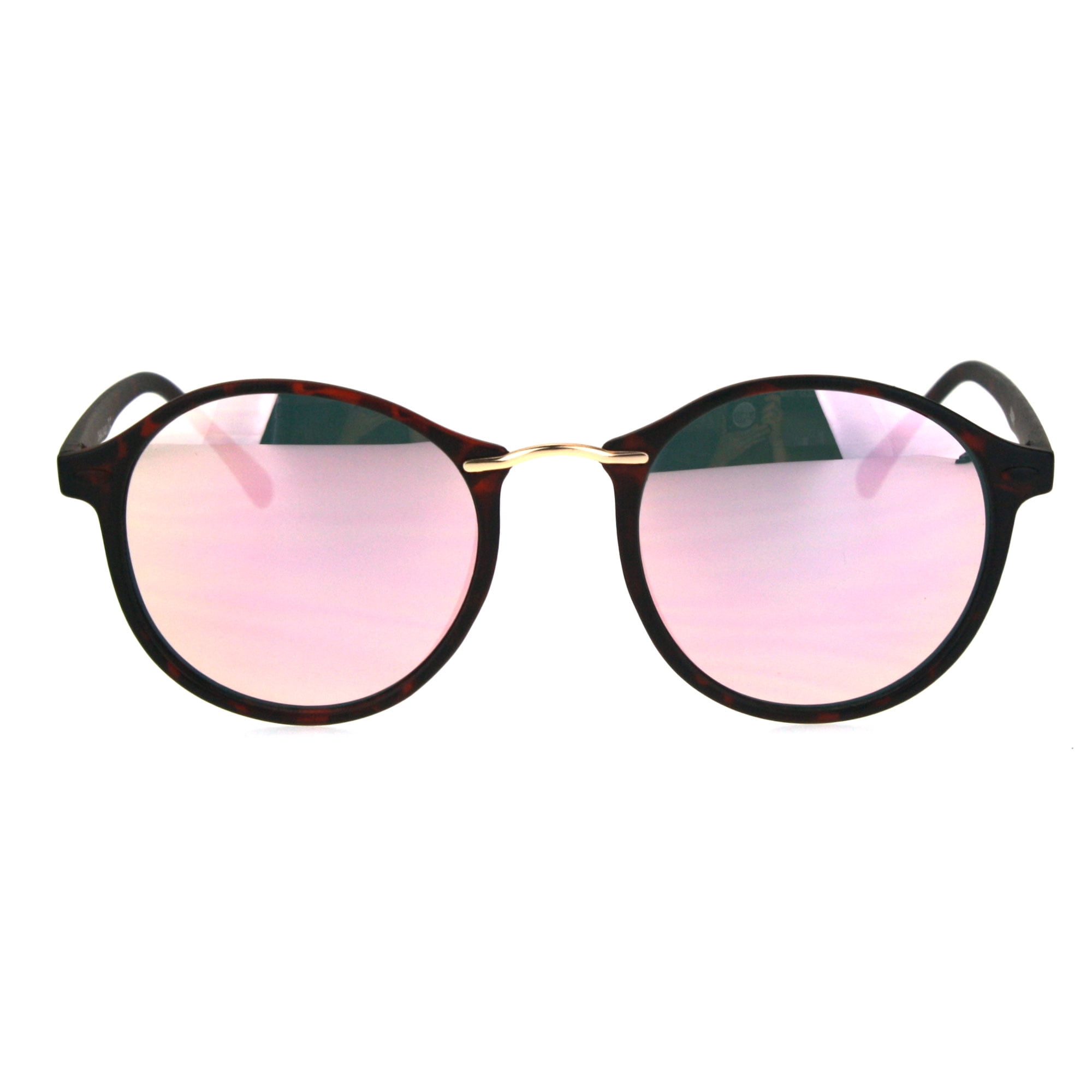 Mens Round Thin Plastic Retro Horn Rim Color Mirror Lens