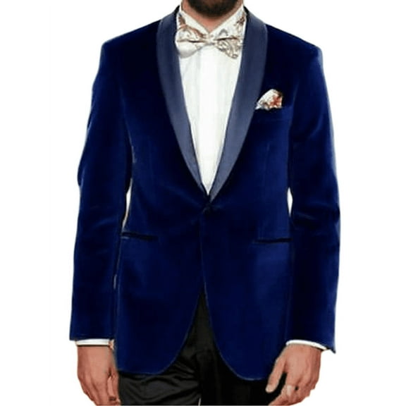 Mens Royal Blue Velvet Blazer Handmade Grooms Wedding Party Wear & Dinner Coat