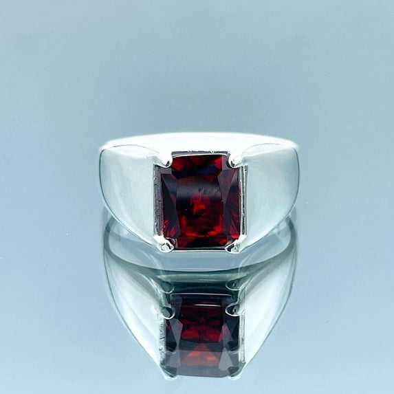Mens Ruby Stone Silver Ring, Turkish Handmade Ring, Red Stone Garnet Ring, Ottoman Style Handmade Ring, 925k Sterling Silver, Gift For Him