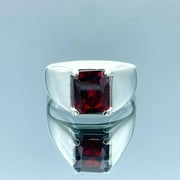 Mens Ruby Stone Silver Ring, Turkish Handmade Ring, Red Stone Garnet Ring, Ottoman Style Handmade Ring, 925k Sterling Silver, Gift For Him