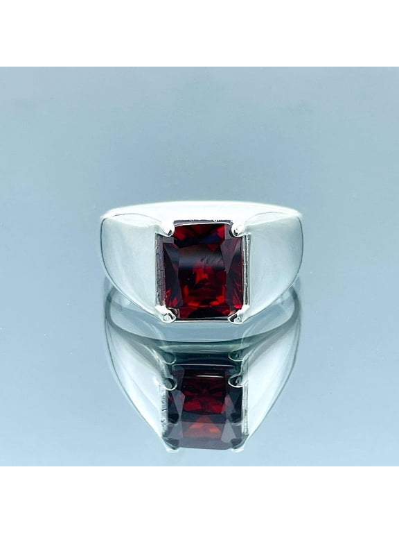 Mens Ruby Stone Silver Ring, Turkish Handmade Ring, Red Stone Garnet Ring, Ottoman Style Handmade Ring, 925k Sterling Silver, Gift For Him