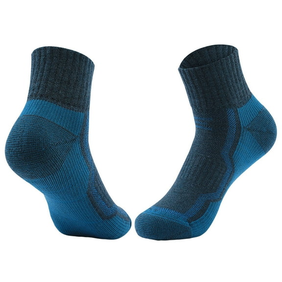 Mens Running Athletic Crew Socks Cycling Sports Cushioned Ankle Socks Lightweight Quarter Outdoor Workout Socks Blue