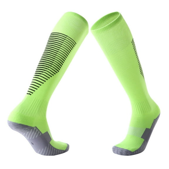 Mens Running Cushioned Socks Knee-High Cotton Sports Cycling Socks Fashion Athletic Performance Socks Neon green
