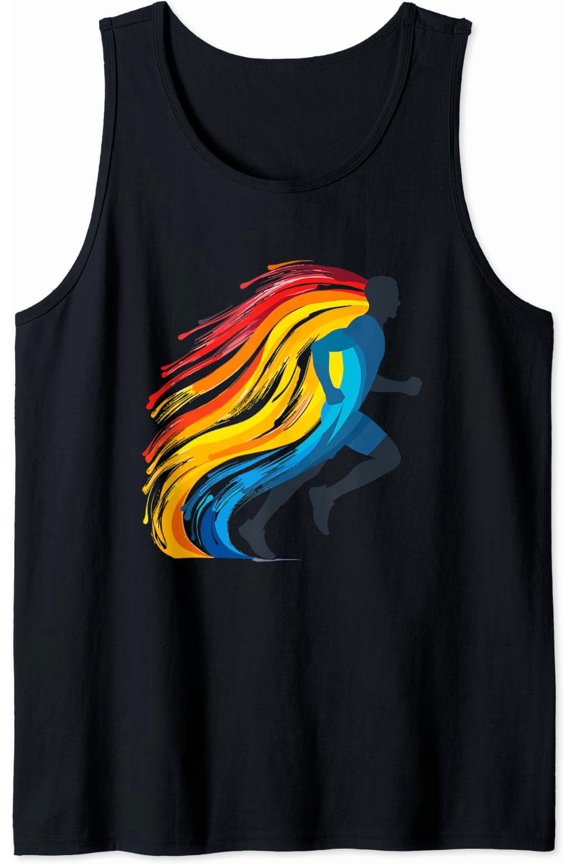 Mens Running Guy Comic Triathlete Racewalking Tank Top Size S-3XL
